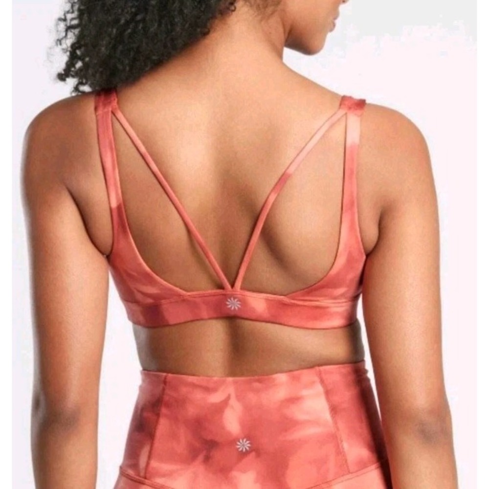 Athleta Rosario Pink Orange Snowdye Unpadded Sports Bra Sz XS Womans‎ Strappy